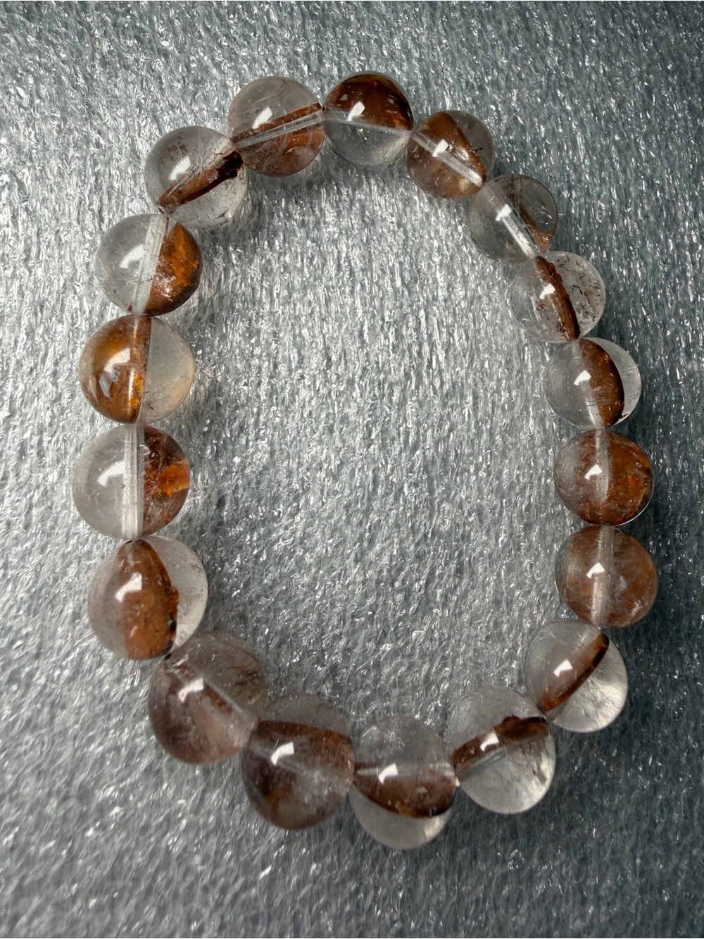 11MM Red Mud/Clay Skeletal Quartz Natural Crystal Bracelet